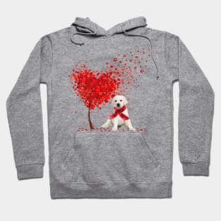 Valentine's Day Heart Tree Love White Labrador Hoodie